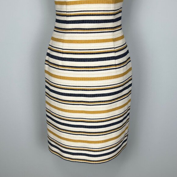 Brooks Brothers Womens Cream Striped Sleeveless Sheath Dress Twist Bow size 0 - Picture 7 of 11